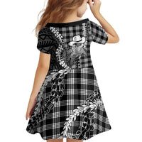 Black Hawaii Palaka Cowboy Turtle Family Matching Summer Maxi Dress and Hawaiian Shirt Hawaiian Paniolo Puakenikeni Maile Lei DT05 - Polynesian Pride