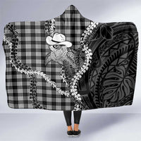 Black Hawaii Palaka Cowboy Turtle Hooded Blanket Hawaiian Paniolo Puakenikeni Maile Lei