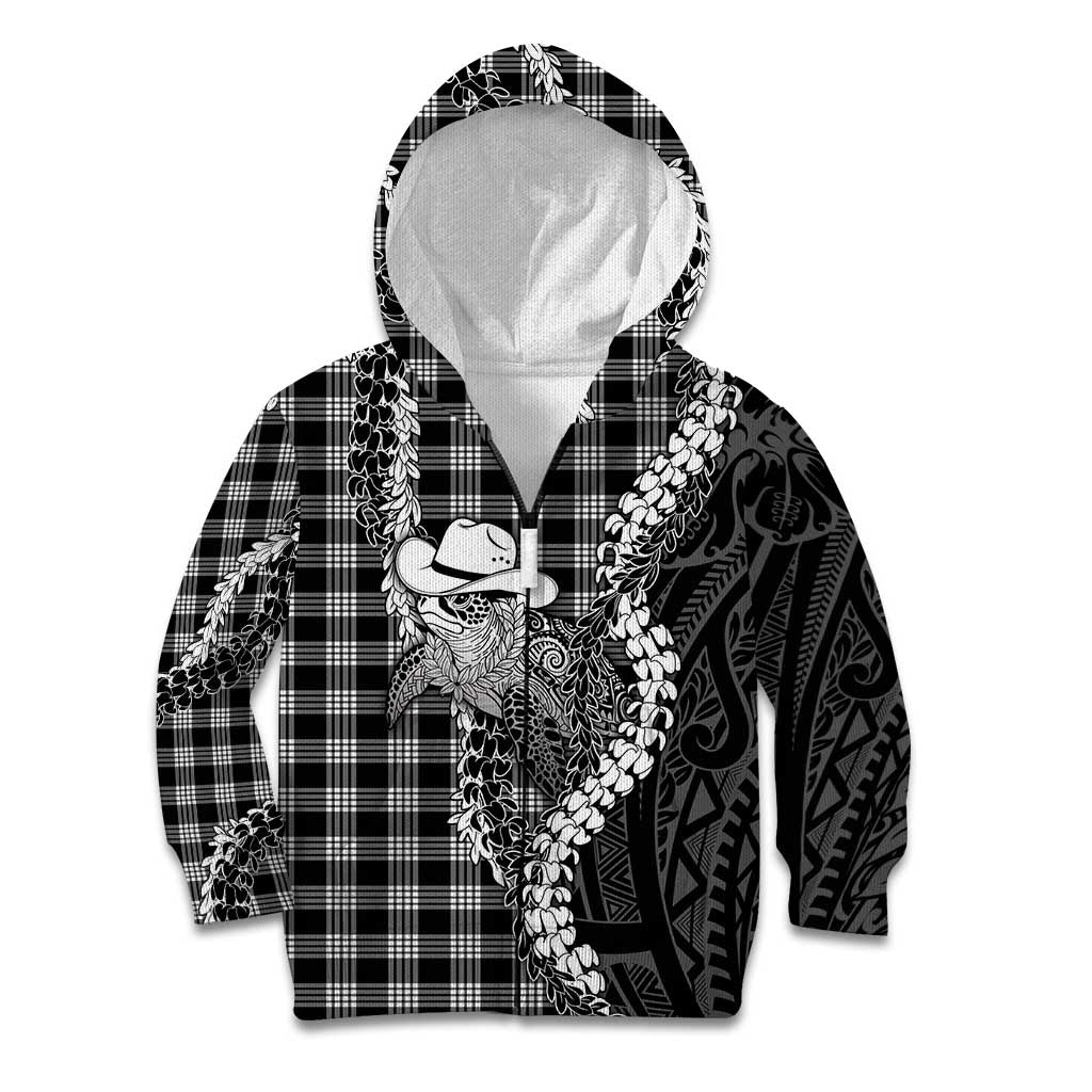 Black Hawaii Palaka Cowboy Turtle Kid Hoodie Hawaiian Paniolo Puakenikeni Maile Lei