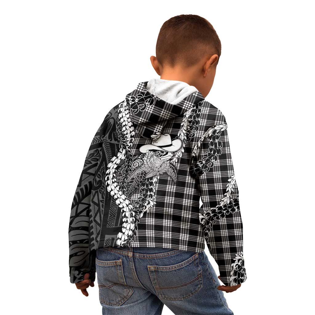 Black Hawaii Palaka Cowboy Turtle Kid Hoodie Hawaiian Paniolo Puakenikeni Maile Lei