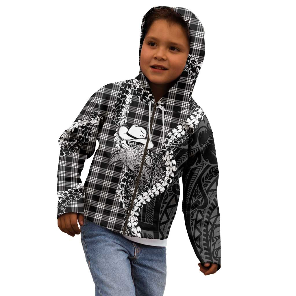 Black Hawaii Palaka Cowboy Turtle Kid Hoodie Hawaiian Paniolo Puakenikeni Maile Lei