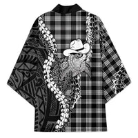 Black Hawaii Palaka Cowboy Turtle Kimono Hawaiian Paniolo Puakenikeni Maile Lei