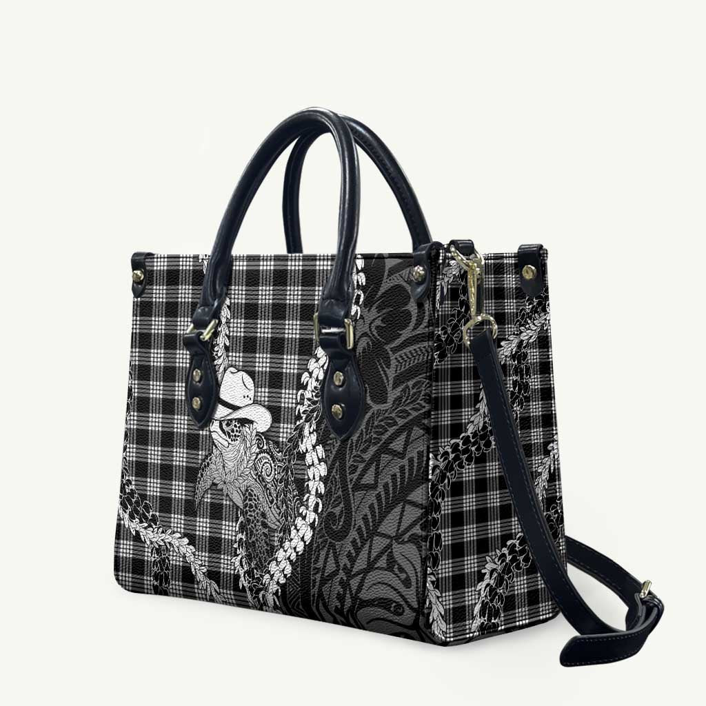 Black Hawaii Palaka Cowboy Turtle Leather Bag Hawaiian Paniolo Puakenikeni Maile Lei