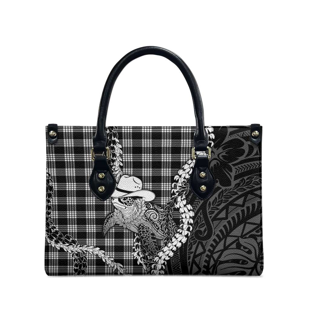 Black Hawaii Palaka Cowboy Turtle Leather Bag Hawaiian Paniolo Puakenikeni Maile Lei