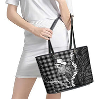 Black Hawaii Palaka Cowboy Turtle Leather Tote Bag Hawaiian Paniolo Puakenikeni Maile Lei