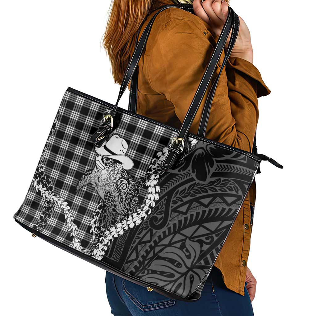 Black Hawaii Palaka Cowboy Turtle Leather Tote Bag Hawaiian Paniolo Puakenikeni Maile Lei