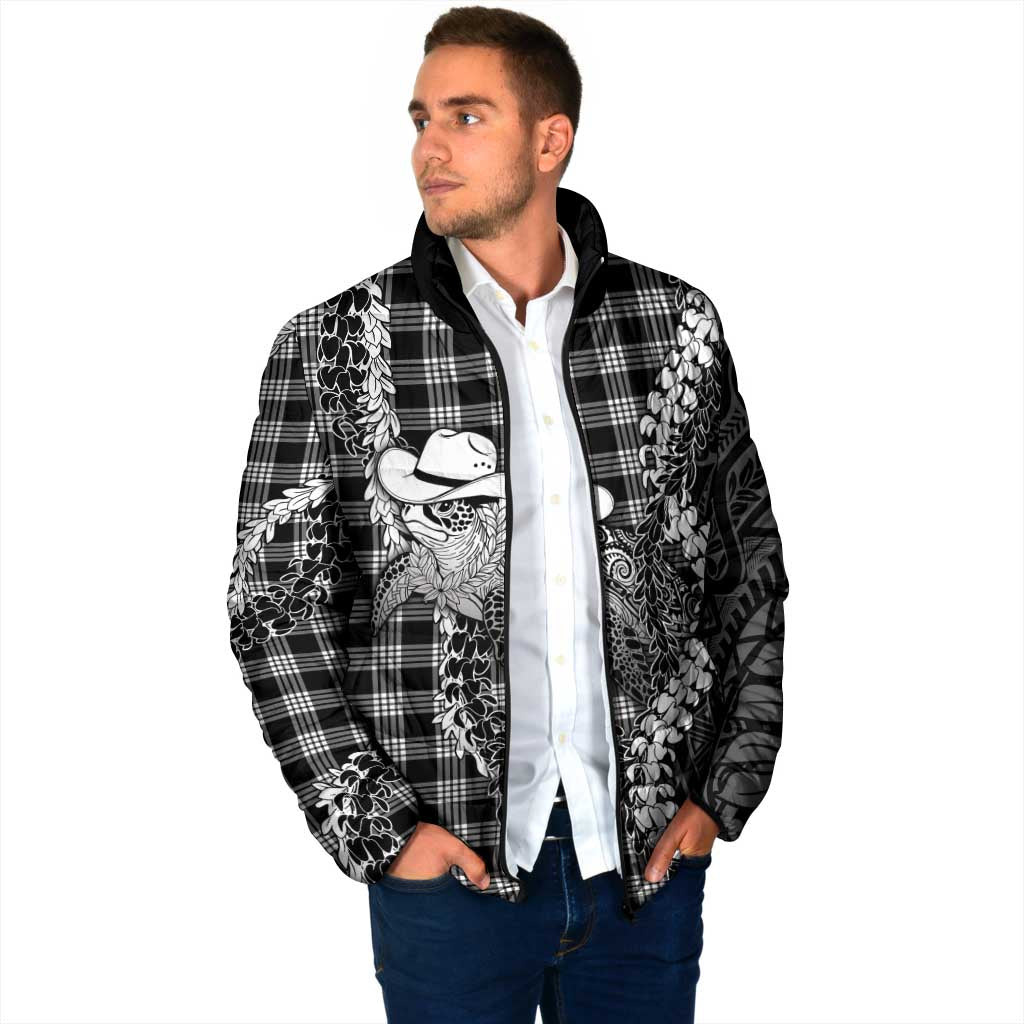 Black Hawaii Palaka Cowboy Turtle Padded Jacket Hawaiian Paniolo Puakenikeni Maile Lei