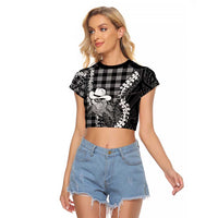 Black Hawaii Palaka Cowboy Turtle Raglan Cropped T Shirt Hawaiian Paniolo Puakenikeni Maile Lei
