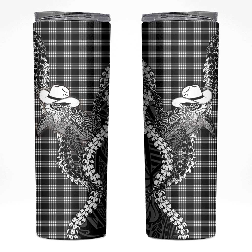 Black Hawaii Palaka Cowboy Turtle Skinny Tumbler Hawaiian Paniolo Puakenikeni Maile Lei