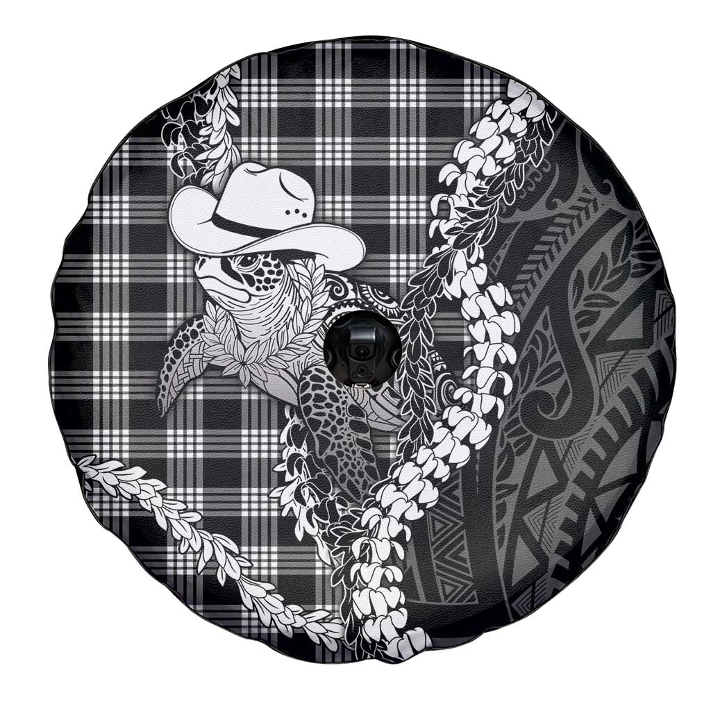 Black Hawaii Palaka Cowboy Turtle Spare Tire Cover Hawaiian Paniolo Puakenikeni Maile Lei