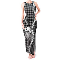 Black Hawaii Palaka Cowboy Turtle Tank Maxi Dress Hawaiian Paniolo Puakenikeni Maile Lei