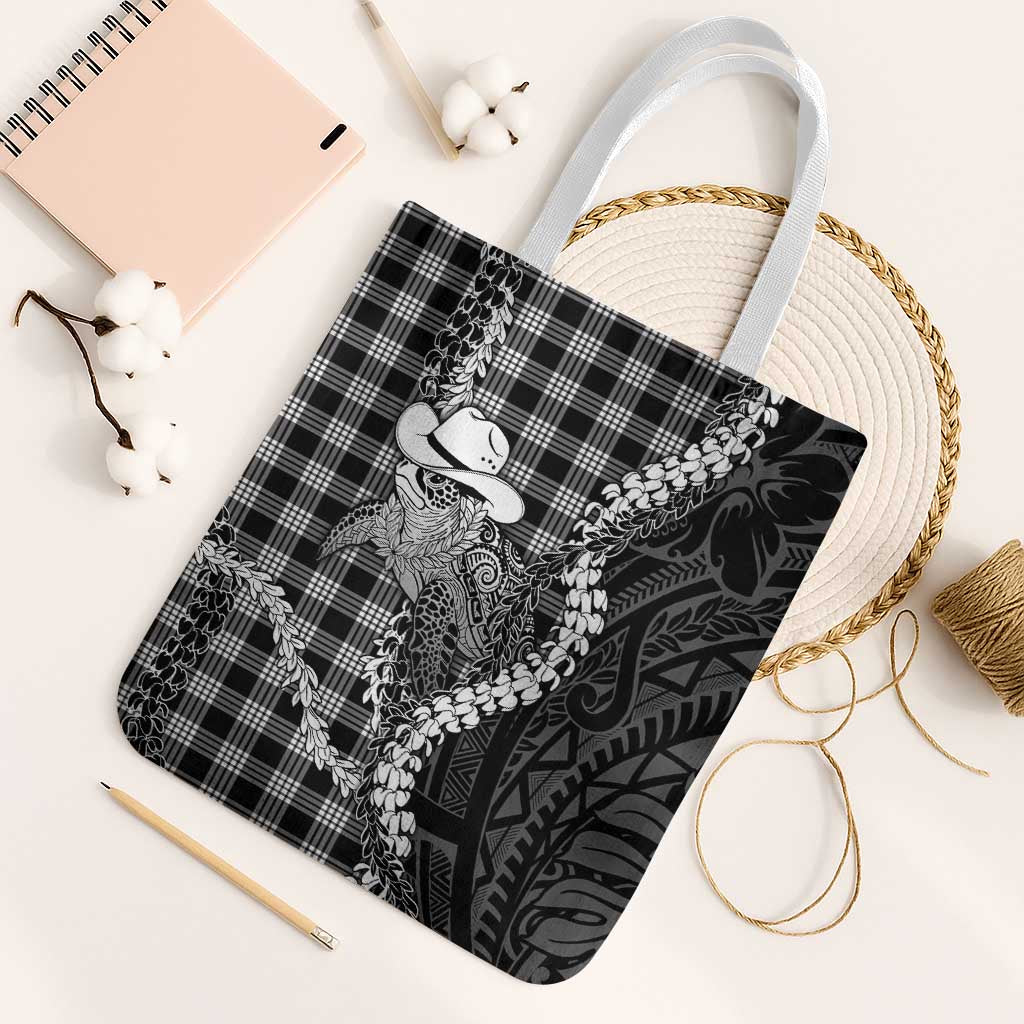 Black Hawaii Palaka Cowboy Turtle Tote Bag Hawaiian Paniolo Puakenikeni Maile Lei