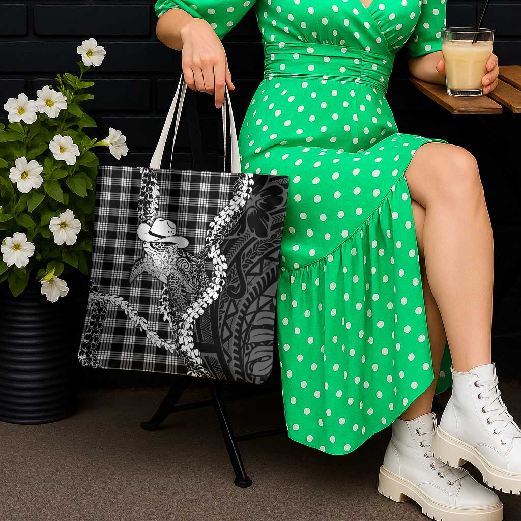 Black Hawaii Palaka Cowboy Turtle Tote Bag Hawaiian Paniolo Puakenikeni Maile Lei