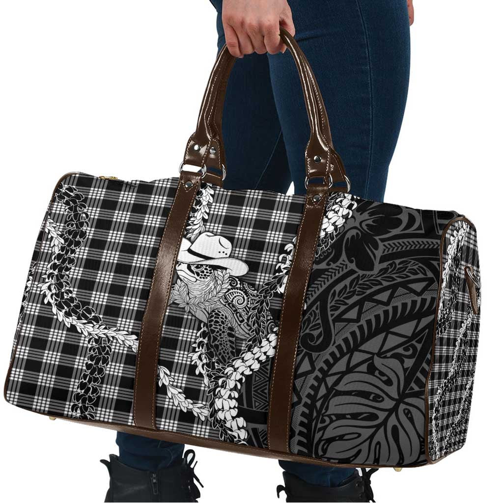 Black Hawaii Palaka Cowboy Turtle Travel Bag Hawaiian Paniolo Puakenikeni Maile Lei