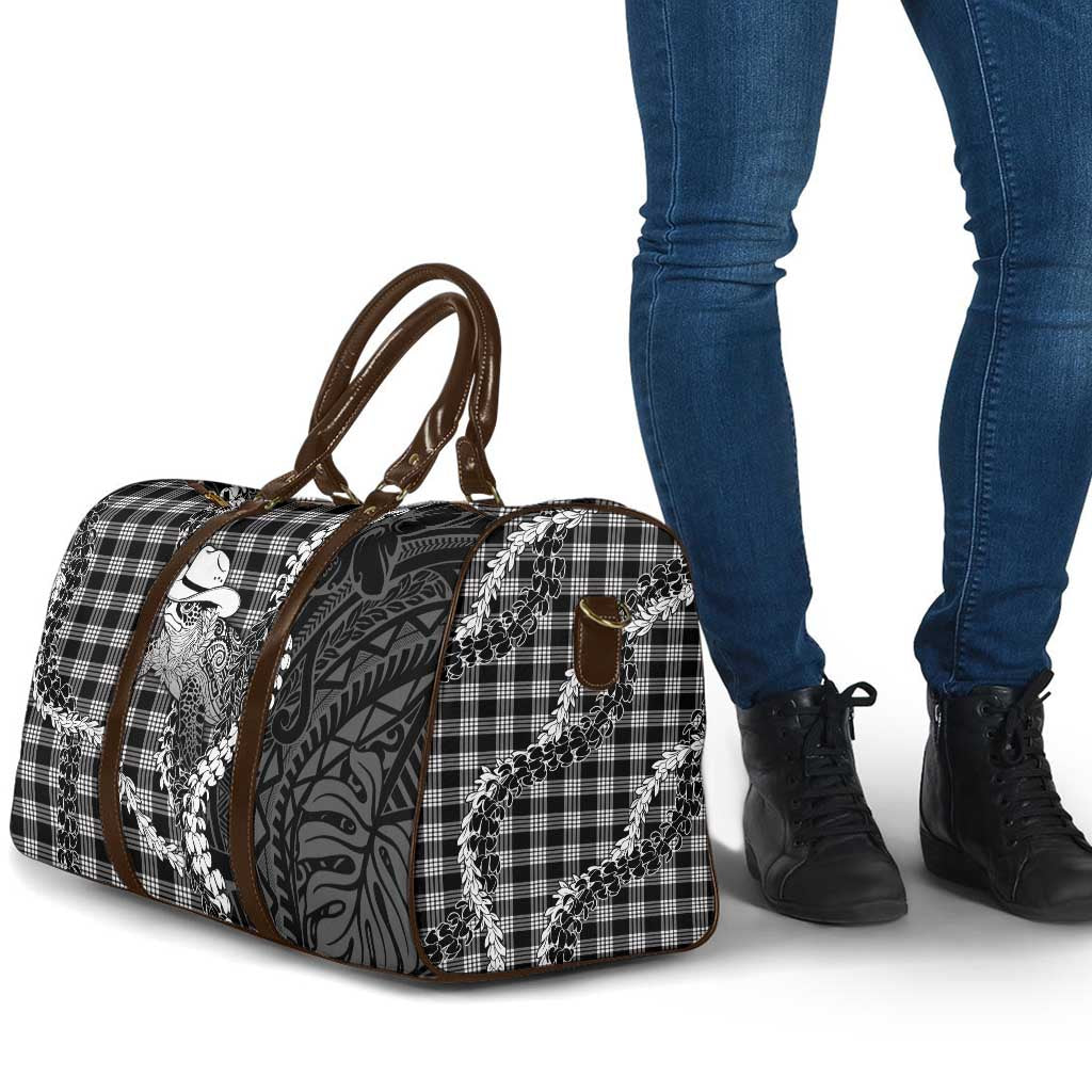 Black Hawaii Palaka Cowboy Turtle Travel Bag Hawaiian Paniolo Puakenikeni Maile Lei
