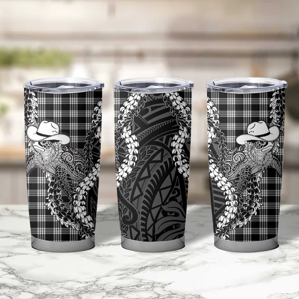 Black Hawaii Palaka Cowboy Turtle Tumbler Cup Hawaiian Paniolo Puakenikeni Maile Lei