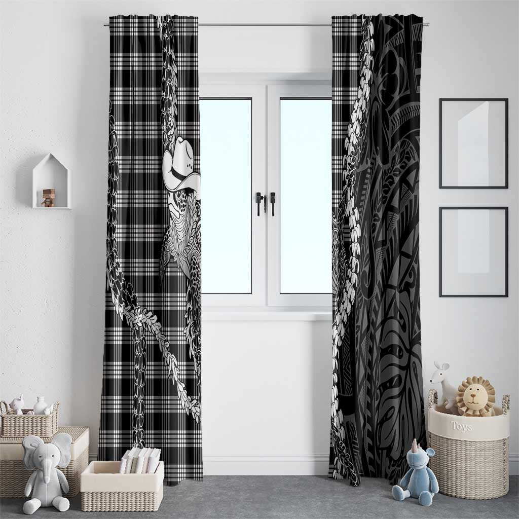 Black Hawaii Palaka Cowboy Turtle Window Curtain Hawaiian Paniolo Puakenikeni Maile Lei
