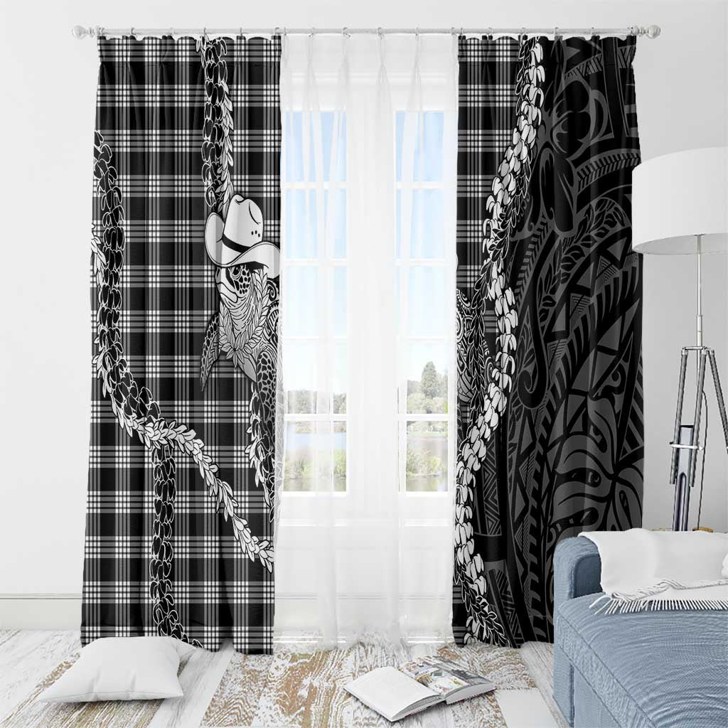 Black Hawaii Palaka Cowboy Turtle Window Curtain Hawaiian Paniolo Puakenikeni Maile Lei
