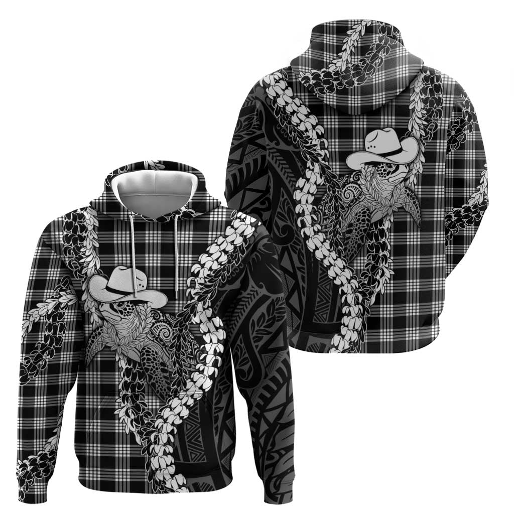 Black Hawaii Palaka Cowboy Turtle Zip Hoodie Hawaiian Paniolo Puakenikeni Maile Lei