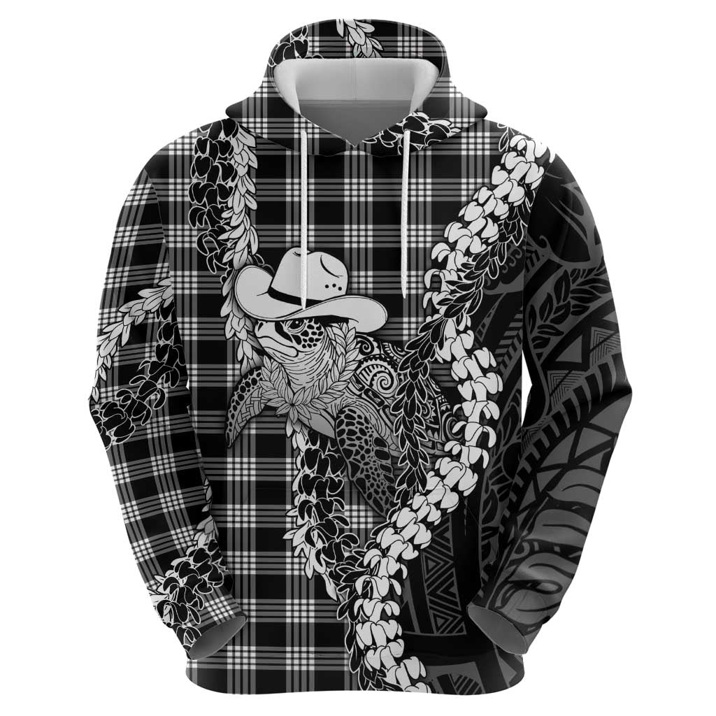 Black Hawaii Palaka Cowboy Turtle Zip Hoodie Hawaiian Paniolo Puakenikeni Maile Lei