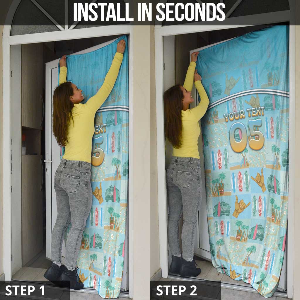 Custom Hawaii Surfing Door Cover He'e Nalu