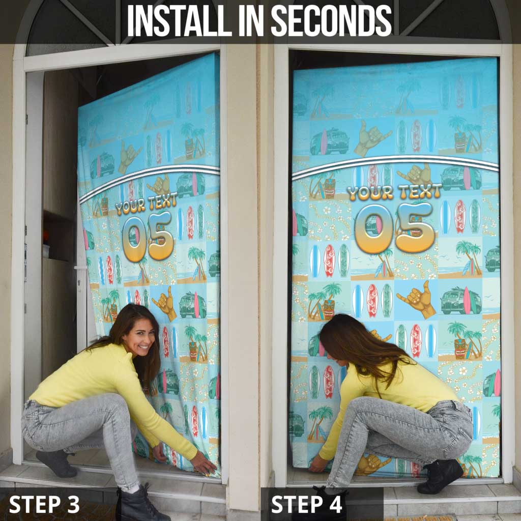 Custom Hawaii Surfing Door Cover He'e Nalu