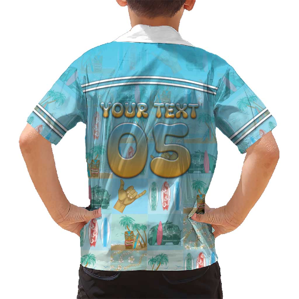 Custom Hawaii Surfing Family Matching Off The Shoulder Long Sleeve Dress and Hawaiian Shirt He'e Nalu DT05 - Polynesian Pride