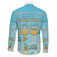 Custom Hawaii Surfing Family Matching Off Shoulder Short Dress and Hawaiian Shirt He'e Nalu