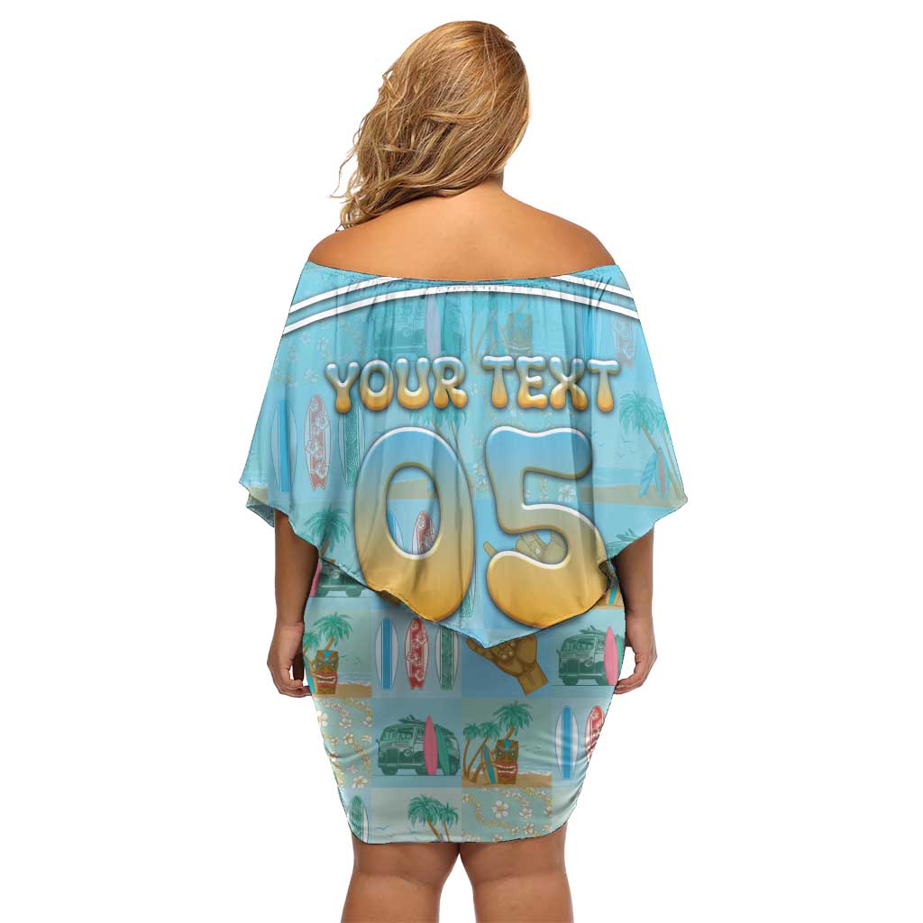 Custom Hawaii Surfing Off Shoulder Short Dress He'e Nalu
