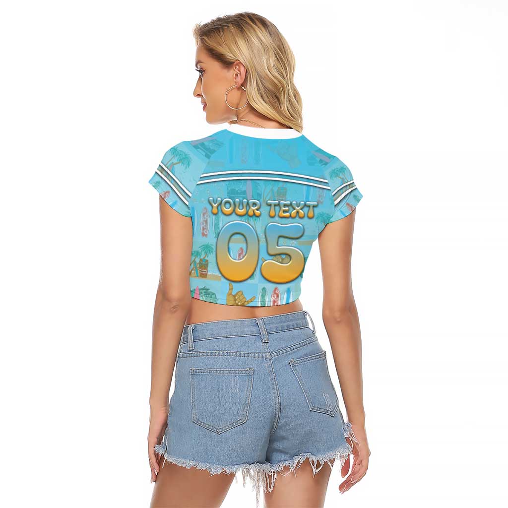 Custom Hawaii Surfing Raglan Cropped T Shirt He'e Nalu
