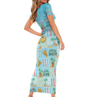 Custom Hawaii Surfing Short Sleeve Bodycon Dress He'e Nalu