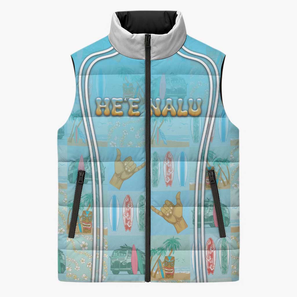 Custom Hawaii Surfing Sleeveless Puffer Jacket He'e Nalu