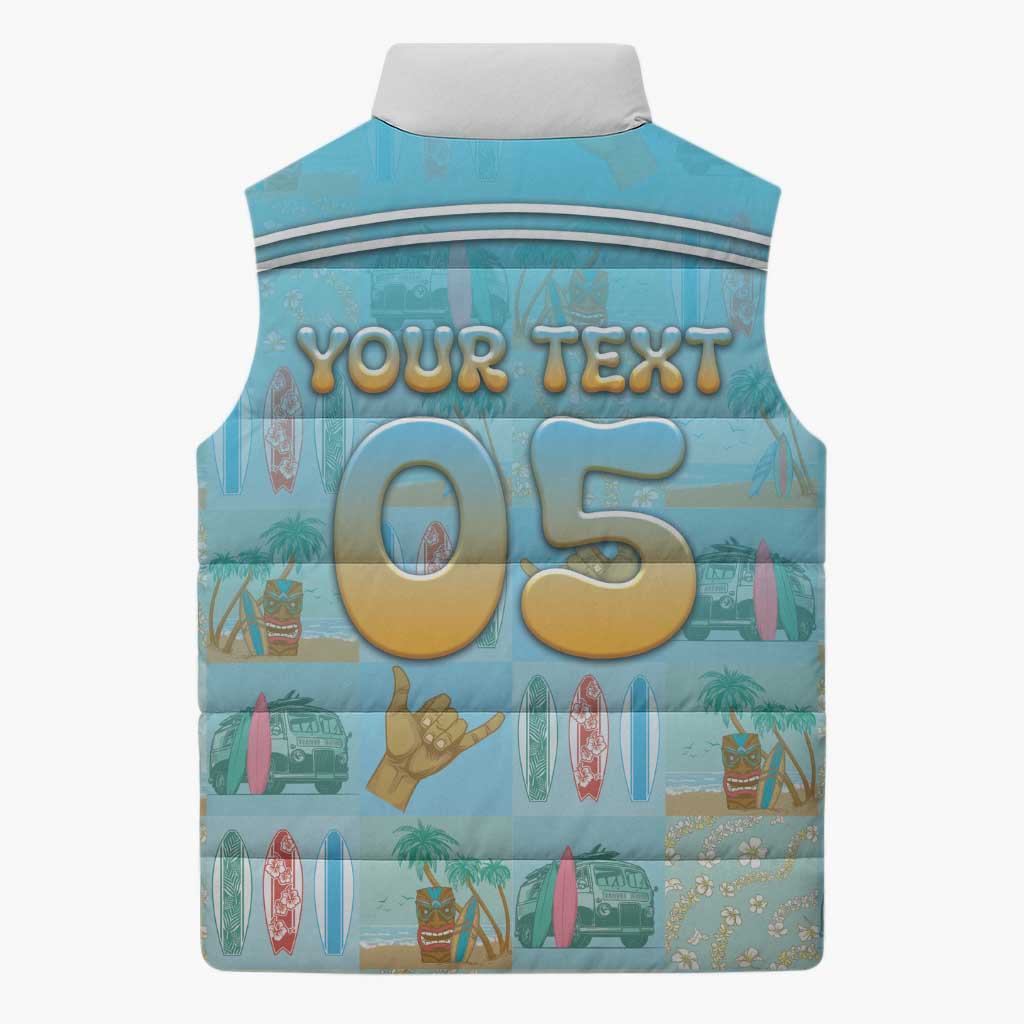 Custom Hawaii Surfing Sleeveless Puffer Jacket He'e Nalu