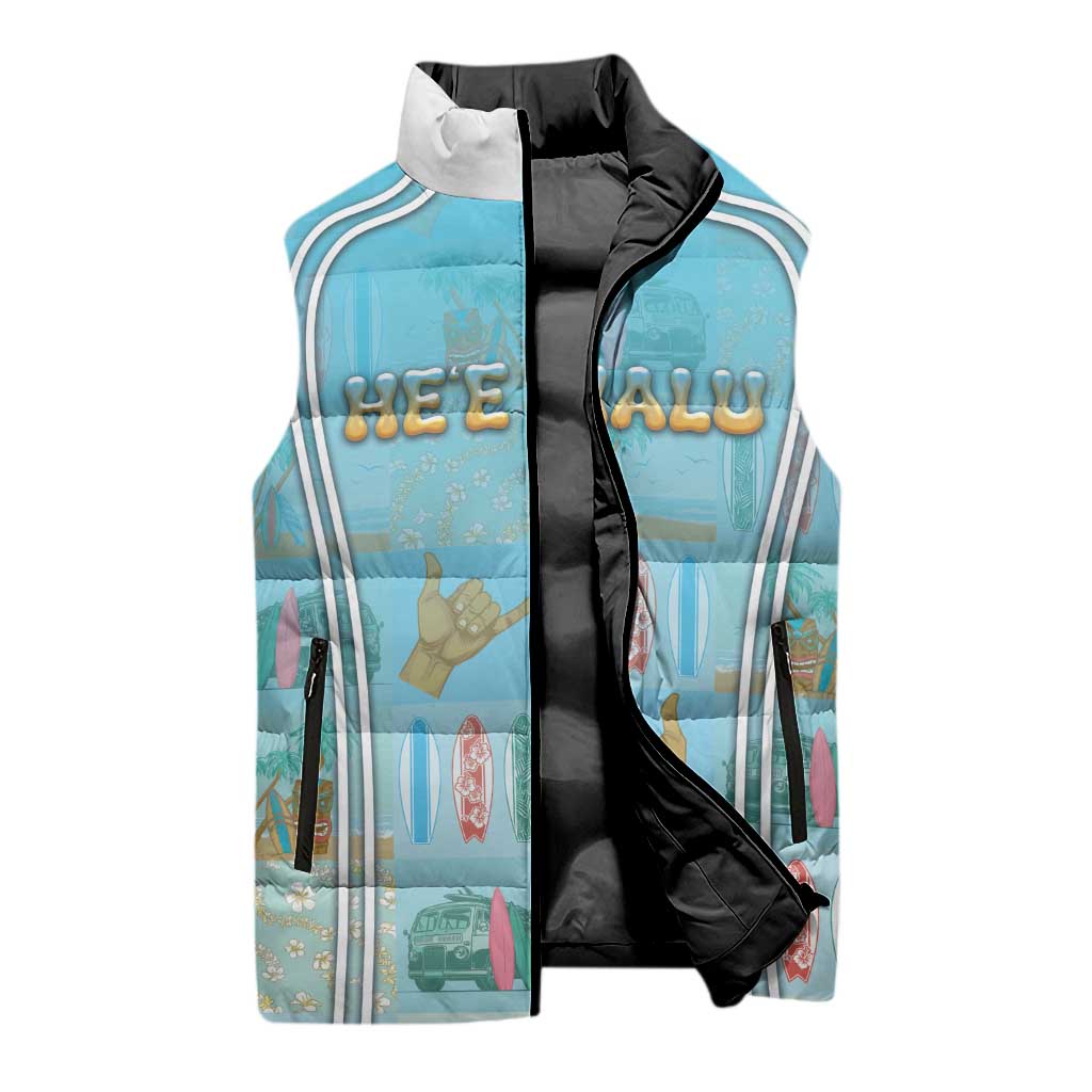 Custom Hawaii Surfing Sleeveless Puffer Jacket He'e Nalu