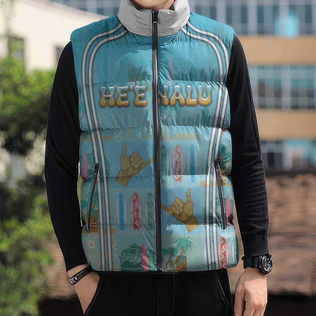 Custom Hawaii Surfing Sleeveless Puffer Jacket He'e Nalu
