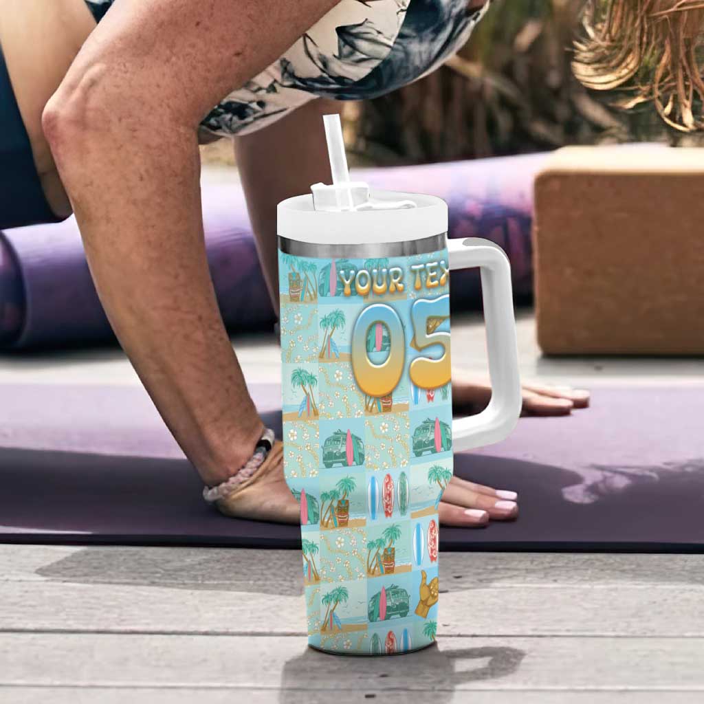 Custom Hawaii Surfing Tumbler With Handle He'e Nalu