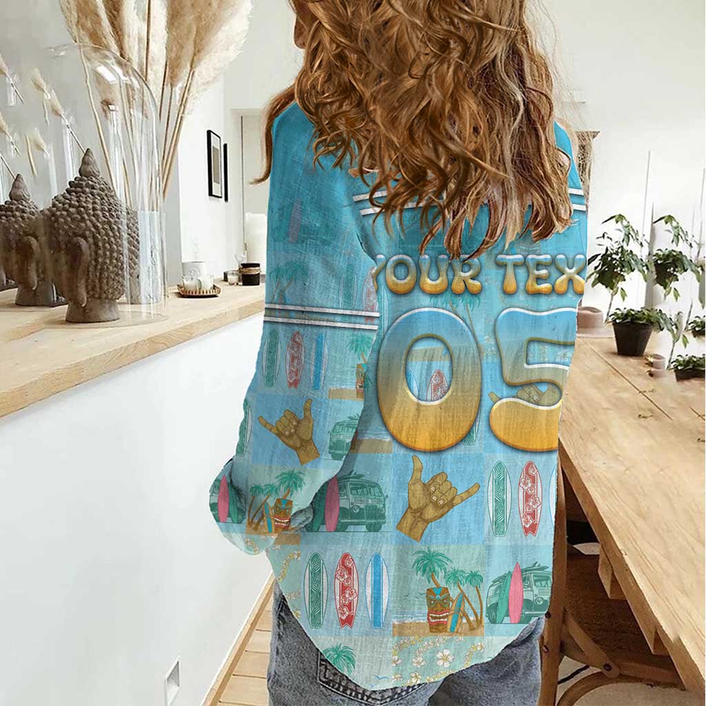 Custom Hawaii Surfing Women Casual Shirt He'e Nalu