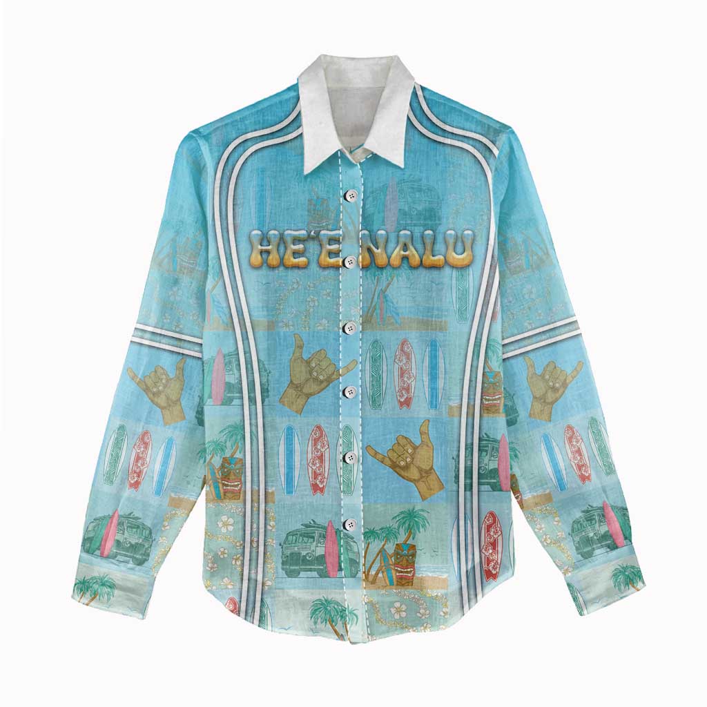 Custom Hawaii Surfing Women Casual Shirt He'e Nalu