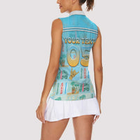 Custom Hawaii Surfing Women Sleeveless Polo Shirt He'e Nalu