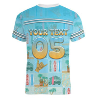 Custom Hawaii Surfing Women V-Neck T-Shirt He'e Nalu