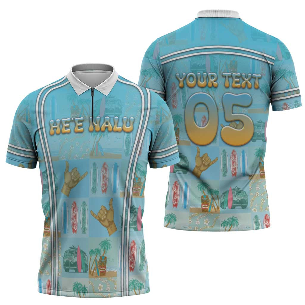 Custom Hawaii Surfing Zipper Polo Shirt He'e Nalu