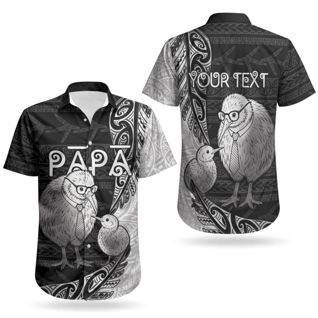 Personalised New Zealand Father's Day Couples Matching Puletasi and Hawaiian Shirt Papa Kiwi Bird Tribal Pattern DT05 - Polynesian Pride