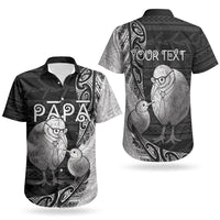 Personalised New Zealand Father's Day Couples Matching Puletasi and Hawaiian Shirt Papa Kiwi Bird Tribal Pattern DT05 - Polynesian Pride