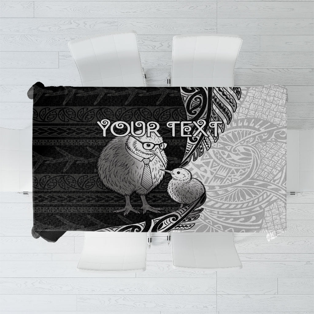 Personalised New Zealand Father's Day Tablecloth Papa Kiwi Bird Tribal Pattern
