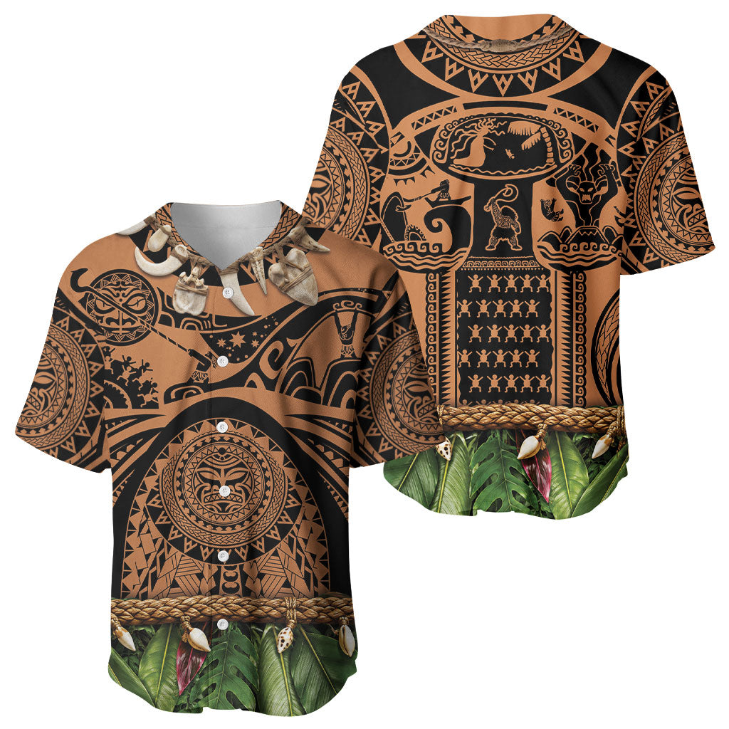 Polynesia Maui Tattoo Inspired Baseball Jersey Tropical Leaf Skirt Costume