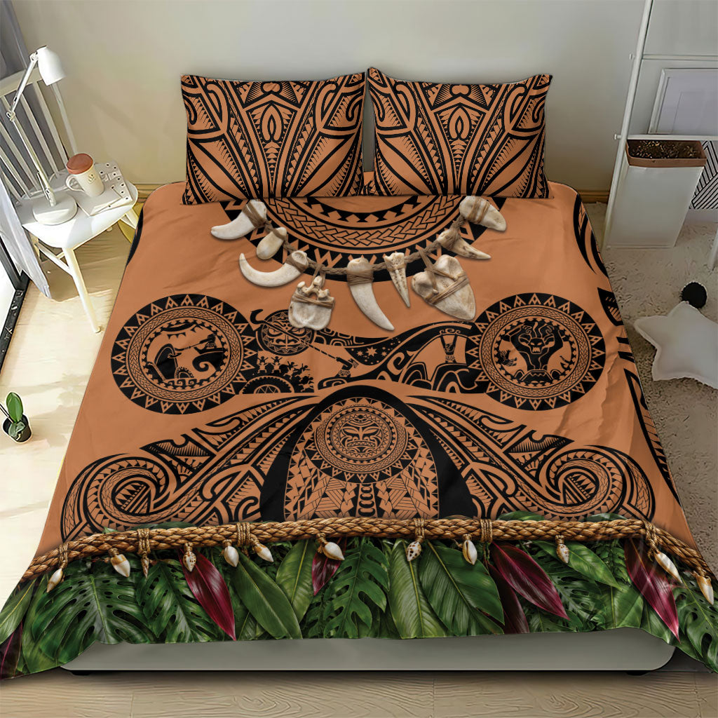 Polynesia Maui Tattoo Inspired Bedding Set Tropical Leaf Skirt Costume