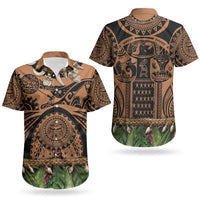 Polynesia Maui Tattoo Inspired Couples Matching Tank Maxi Dress and Hawaiian Shirt Tropical Leaf Skirt Costume