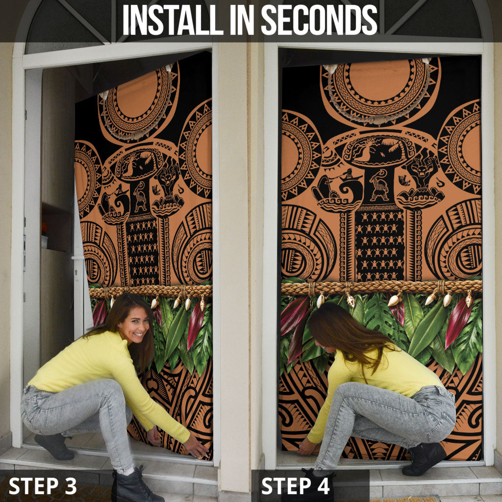 Polynesia Maui Tattoo Inspired Door Cover Tropical Leaf Skirt Costume