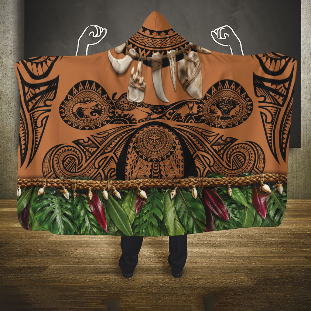 Polynesia Maui Tattoo Inspired Hooded Blanket Tropical Leaf Skirt Costume