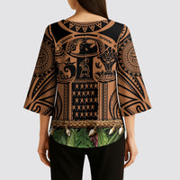 Polynesia Maui Tattoo Inspired Kimono Sleeve Blouse Tropical Leaf Skirt Costume